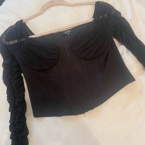 Black long sleeve bustier